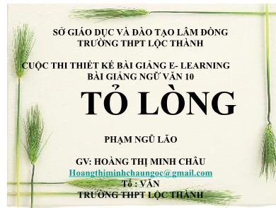 Bài giảng Ngữ văn lớp 10 - Đọc văn: Tỏ lòng (Thuật hoài - Phạm Ngũ Lão) - Hoàng Thị Minh Châu