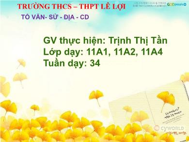 Bài giảng Ngữ văn lớp 11 - Tiết 96: Đọc văn: Tôi yêu em - Trịnh Thị Tần