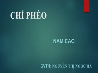 Bài giảng Ngữ văn lớp 11 - Tuần 13: Đọc văn: Chí phèo (Nam Cao) - Nguyễn Thị Ngọc Hà