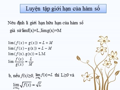 Bài giảng Đại số lớp 11 - Chương 4, Bài 2: Luyện tập giới hạn của hàm số
