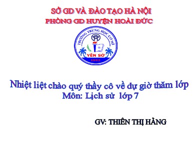 Bài giảng Lịch sử lớp 7 - Bài 20: Nước Đại Việt thời Lê sơ - Thiên Thị Hằng