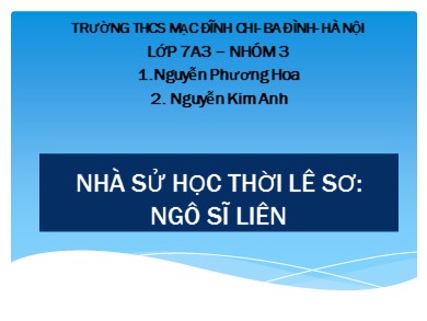 Bài giảng Lịch sử lớp 7 - Bài 20: Nước Đại Việt thời Lê sơ - Trường THCS Mạc Đĩnh Chi