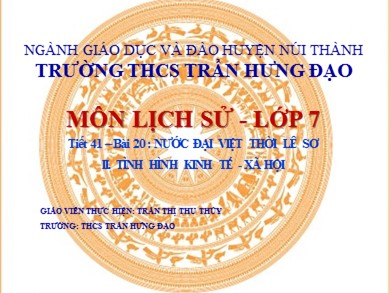 Bài giảng Lịch sử lớp 7 - Tiết 41, Bài 20: Nước Đại Việt thời Lê sơ (1428-1527) - Trần Thị Thu Thủy