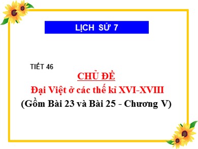 Bài giảng Lịch sử lớp 7 - Tiết 46: Chủ đề: Đại Việt ở các thế kỉ XVI-XVIII