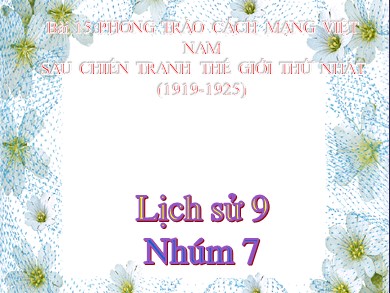 Bài giảng Lịch sử lớp 9 - Bài 15: Phong trào cách mạng Việt Nam sau Chiến tranh thế giới thứ nhất (1919-1925)