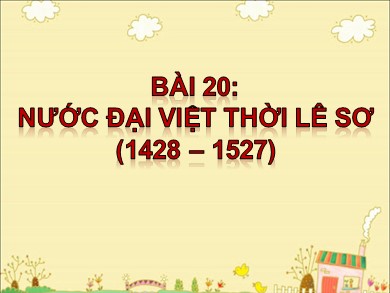 Bài giảng môn Lịch sử khối 7 - Tiết 44, Bài 20: Nước Đại Việt thời Lê sơ (1428-1527)