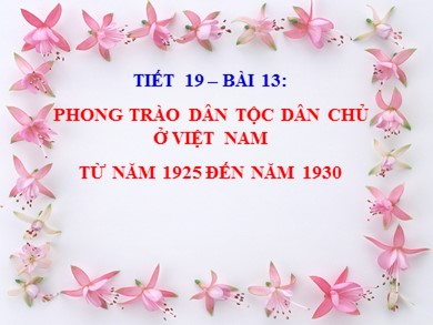 Bài giảng Lịch sử lớp 12 - Tiết 19, Bài 13: Phong trào dân tộc dân chủ ở Việt Nam từ năm 1925 đến năm 1930