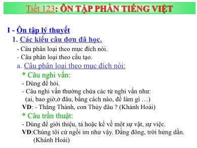 Bài giảng Ngữ văn 7 - Tiết 123: Ôn tập phần Tiếng Việt