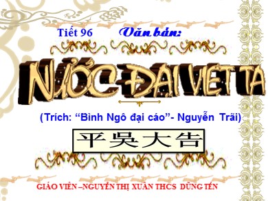 Bài giảng Ngữ văn 8 - Bài học 24: Nước Đại Việt ta