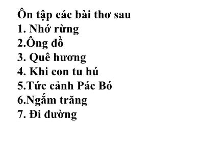 Bài giảng Ngữ văn 8 - Bài thơ: Nhớ rừng