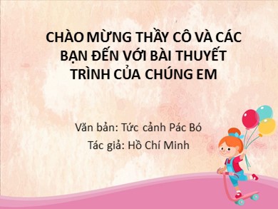 Bài giảng Ngữ văn 8 - Bài thứ 20: Tức Cảnh Pác Bó