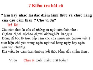 Bài giảng Ngữ văn 8 - Tiết 92: Câu trần thuật