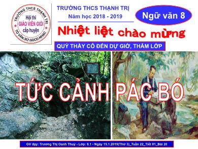 Bài giảng Ngữ văn 8 - Tức cảnh Pác Bó