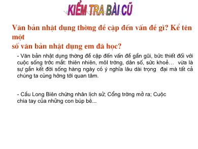 Bài giảng Ngữ văn 8 - Văn bản: Thông tin về trái đất năm 2000