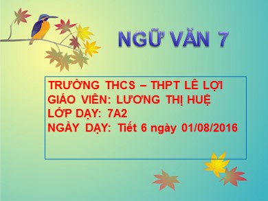 Bài giảng Ngữ văn 7 - Bánh trôi nước - Trường THCS - THPT Lê Lợi