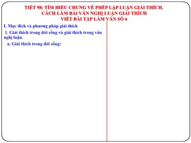 Bài giảng Ngữ văn 7 - Tiết 98: Tìm hiểu chung về phép lập luận giải thích, cách làm bài văn nghị luận giải thích viết bài tập làm văn số 6