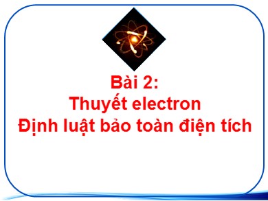 Bài giảng Vật lí 11 - Bài 02: Thuyết electron định luật bảo toàn điện tích