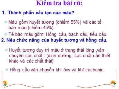 Bài giảng môn học Sinh học 8 - Bài số 14: Bạch cầu, miễn dịch