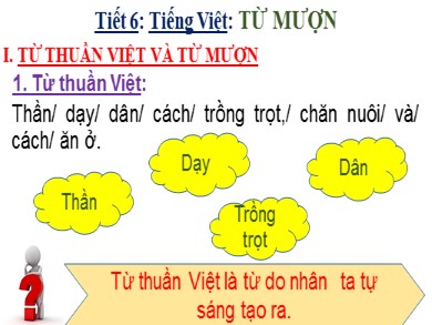 Bài giảng Ngữ văn 6 - Tiết 6: Tiếng Việt: Từ mượn