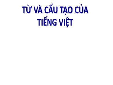 Bài giảng Ngữ văn 6 - Từ và cấu tạo của Tiếng Việt