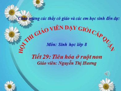 Bài giảng Sinh học 8 - Bài 28: Tiêu hóa ruột non