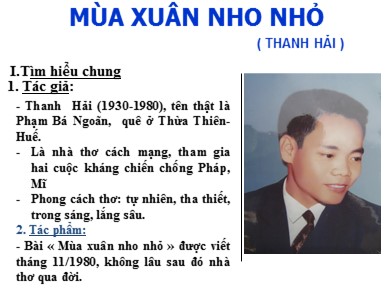 Bài giảng Ngữ văn 9 - Bài học: Mùa xuân nho nhỏ