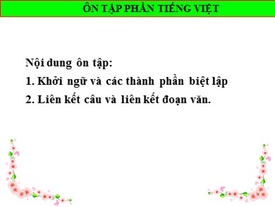 Bài giảng Ngữ văn 9 - Bài: Ôn tập phần Tiếng Việt