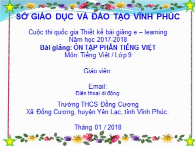 Bài giảng Ngữ văn 9 - Ôn tập phần Tiếng Việt