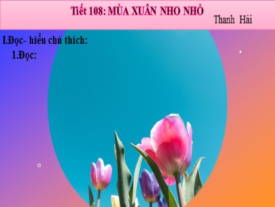 Bài giảng Ngữ văn 9 - Tiết 108: Mùa xuân nho nhỏ