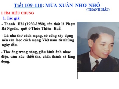 Bài giảng Ngữ văn 9 - Tiết 109, 110: Mùa xuân nho nhỏ