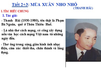 Bài giảng Ngữ văn 9 - Tiết 2 + 3: Mùa xuân nho nhỏ