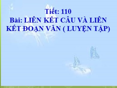 Bài giảng Ngữ văn 9 - Tiết học 110: Liên kết câu và liên kết đoạn văn (luyện tập)