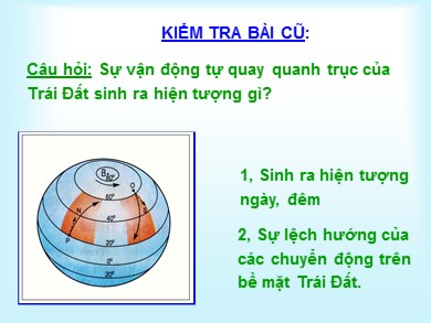 Bài giảng Địa lí 6 - Bài thứ 8: Sự chuyển động của trái đất quanh mặt trời