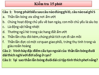 Bài giảng môn Sinh học 7 - Bài dạy 39: Cấu tạo trong của thằn lằn