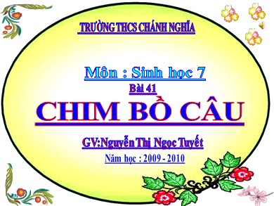 Bài giảng Sinh học 7 - Chim bồ câu - Nguyễn Thị Ngọc Tuyết