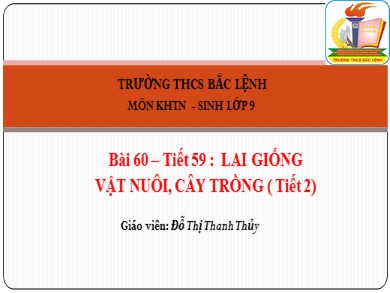 Bài giảng Sinh học 9 - Bài 60 – Tiết 59: Lai giống vật nuôi, cây trồng (tiết 2)