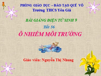 Bài giảng Sinh học 9 - Ô nhiễm môi trường - Nguyễn Thị Nhung