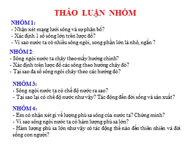 Bài giảng Địa lí 8 - Bài 33: Đặc điểm sông ngòi Việt Nam