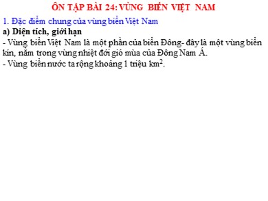 Bài giảng Địa lí 8 - Ôn tập bài 24: Vùng biển Việt Nam