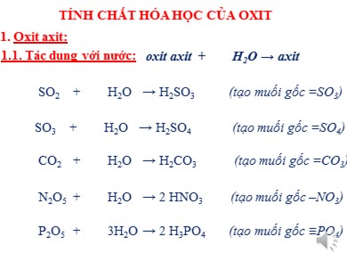 Bài giảng Hóa học 8 - Tính chất hóa học của oxit