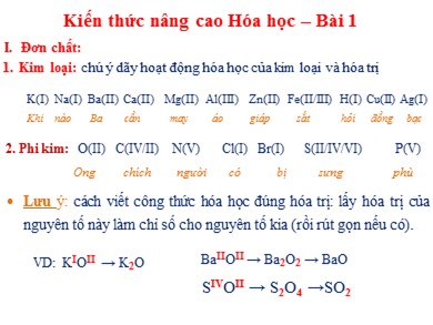 Kiến thức nâng cao Hóa học 8