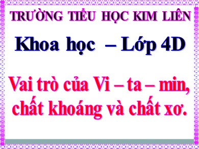 Bài giảng Khoa học Lớp 4 - Bài: Vai trò của Vitamin, chất khoáng và chất xơ - Trường Tiểu học Kim Liên