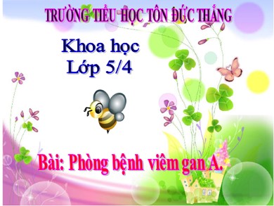 Bài giảng Khoa học Lớp 5 - Bài: Phòng bệnh viêm gan A - Trường Tiểu học Tôn Đức Thắng