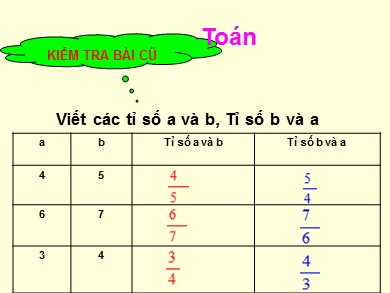 Bài giảng Toán Lớp 4 - Bài: Tìm hai số khi biết tổng và tỉ số của chúng