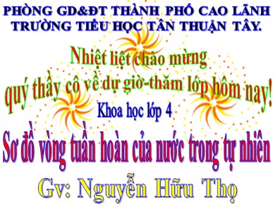 Bài giảng Khoa học Lớp 4 - Bài: Sơ đồ vòng tuần hoàn của nước trong tự nhiên - Nguyễn Hữu Thọ