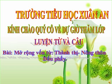 Bài giảng Tiếng việt Lớp 3 - Luyện từ và câu: Mở rộng vốn từ: Thành thị- Nông thôn Dấu phẩy - Trường Tiểu học Xuân An