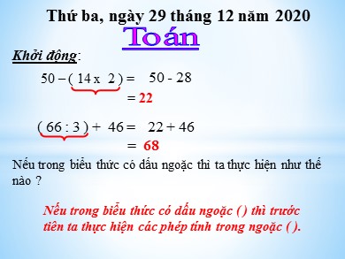 Bài giảng Toán Lớp 3 - Bài: Luyện tập - Năm học 2020-2021