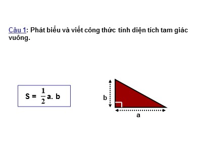 Bài giảng Toán Lớp 8 - Bài: Diện tích tam giác