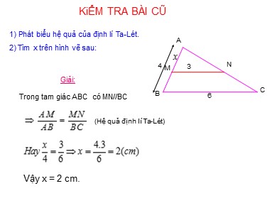 Bài giảng Toán Lớp 8 - Tiết 42: Khái niệm hai tam giác đồng dạng