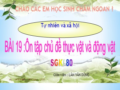 Bài giảng Tự nhiên và xã hội Lớp 1 - Bài 19 :Ôn tập chủ đề thực vật và động vật - Lâm Văn Dững